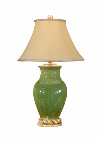 7694 Wildwood Lamps Old Green Jar Lamp with Drip Glaze Earthenware