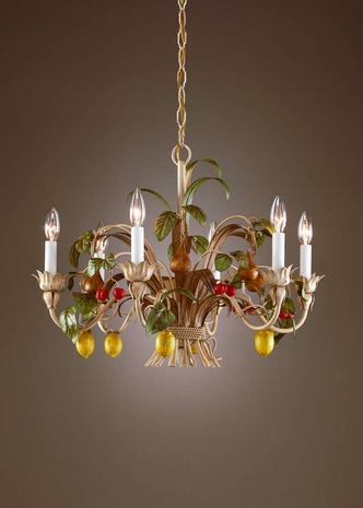 7713 Wildwood Lamps Polychrome Fruits Chandelier in Hand Made And Hand Painted