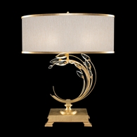 771510-SF33 Fine Art Lighting Crystal Laurel 31"H LSF Table Lamp with Gold Leaf w/Champagne Fabric Shade Finish
