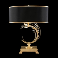 771510-SF34 Fine Art Lighting Crystal Laurel 31"H LSF Table Lamp with Gold Leaf w/Black Fabric & Gold Inner Lining Shade Finish