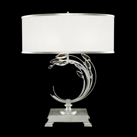 771510-SF41 Fine Art Lighting Crystal Laurel 31"H LSF Table Lamp with Silver Leaf w/White Fabric Shade Finish