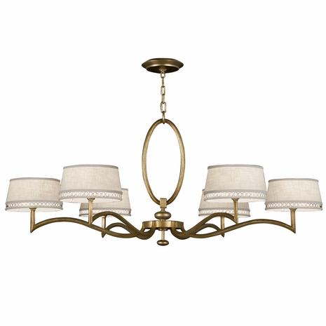 771740-2 Fine Art Lighting Allegretto 51"W Round Chandelier with Gold w/White Linen Shades Finish