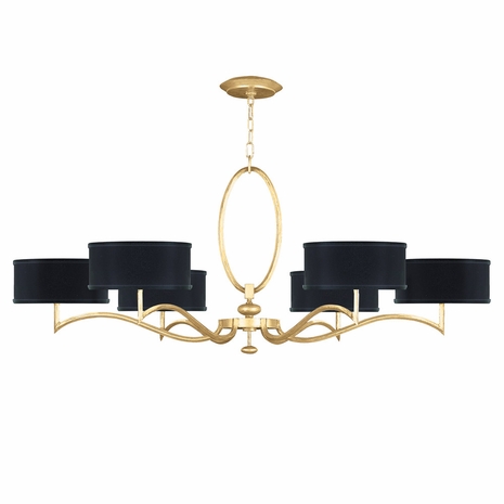 771740-34 Fine Art Lighting Allegretto 51"W Round Chandelier with Gold Leaf w/Black Fabric & Gold Inner Lining Shades Finish