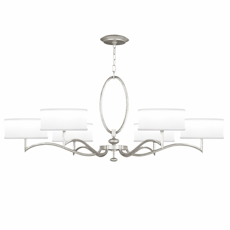 771740-41 Fine Art Lighting Allegretto 51"W Round Chandelier with Silver Leaf w/White Fabric Shades Finish