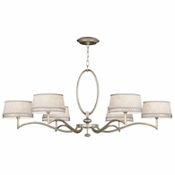 771740ST Fine Art Lighting Allegretto 51"W Round Chandelier with Silver w/White Linen Shades Finish