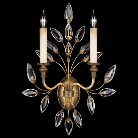 775250ST Fine Art Lamps 2 Light Crystal Laurel 23" Sconce with Gold Finish