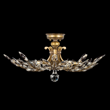 776240 Fine Art Lighting Crystal Laurel 28"W Round Semi-Flush Mount with Gold Finish