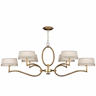 780040-2ST Fine Art Lighting Allegretto 63"W Oblong Chandelier with Gold w/White Linen Shades Finish