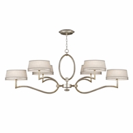 780040ST Fine Art Lighting Allegretto 63"W Oblong Chandelier with Silver w/White Linen Shades Finish