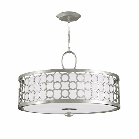 780140-SF41 Fine Art Lamps 3 Light Allegretto 33" Round Pendant with Silver Leaf Finish