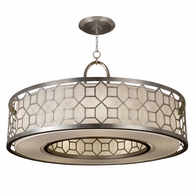 780340GU Fine Art Lighting Allegretto 48"W Round Pendant with Silver w/White Linen Shade Finish