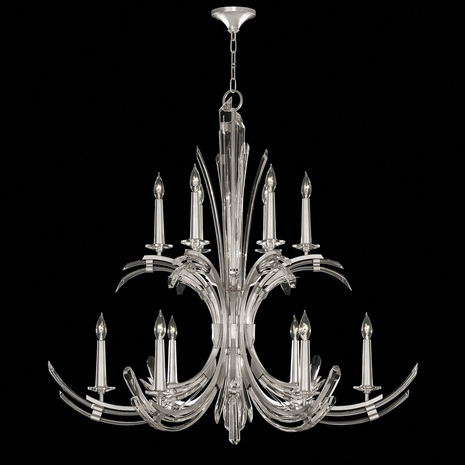 781640-1 Fine Art Lighting Trevi 42"W Round Chandelier with Silver Leaf Finish