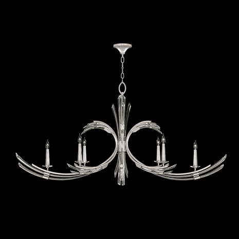 781940-1 Fine Art Lighting Trevi 68"W Oblong Chandelier with Silver Leaf Finish