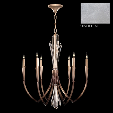 782540-1 Fine Art Lighting Trevi 26"W Round Pendant with Silver Leaf Finish