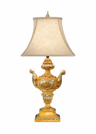 7844 Wildwood Lamps Argento E Nero Carved Lamp with Hand Carved Florentine Woodware with Brass