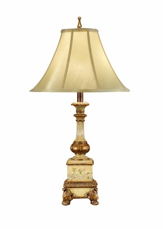 7846 Wildwood Lamps Footed Candlestand Lamp with Hand Painted Faux Bronze with Gold Accents
