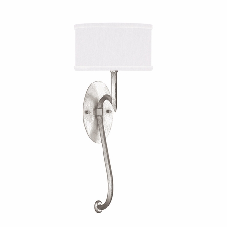 784650-41 Fine Art Lighting Allegretto 22"H Sconce with Silver Leaf w/White Fabric Shades Finish