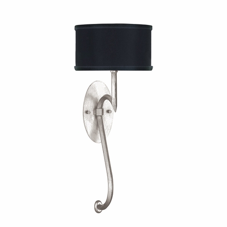 784650-42 Fine Art Lighting Allegretto 22"H Sconce with Silver Leaf w/Black Fabric & Silver Inner Lining Shades Finish
