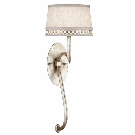 784650 Fine Art Lighting Allegretto 22"H Sconce with Silver w/White Linen Shade Finish