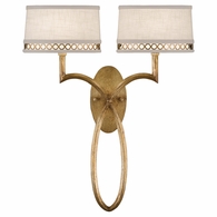 784750-2ST Fine Art Lighting Allegretto 21"H Sconce with Gold w/White Linen Shades Finish