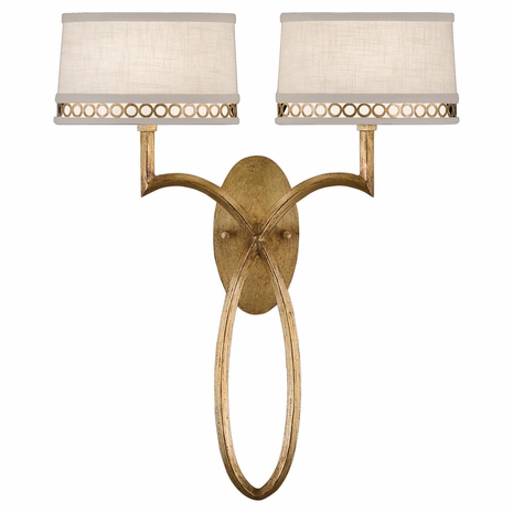 784750-2 Fine Art Lighting Allegretto 21"H Sconce with Gold w/White Linen Shades Finish