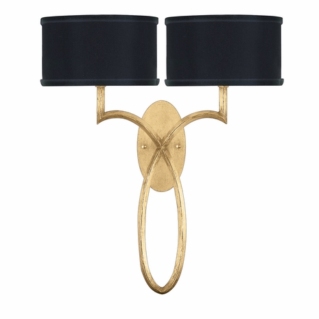 784750-34 Fine Art Lighting Allegretto 21"H Sconce with Gold Leaf w/Black Fabric & Gold Inner Lining Shades Finish