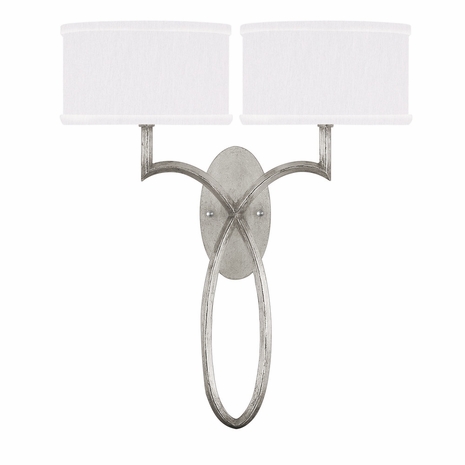 784750-41 Fine Art Lighting Allegretto 21"H Sconce with Silver Leaf w/White Fabric Shades Finish