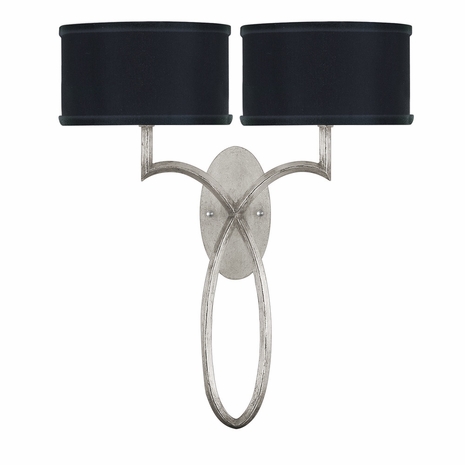 784750-42 Fine Art Lighting Allegretto 21"H Sconce with Silver Leaf w/Black Fabric & Silver Inner Lining Shades Finish