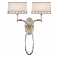 784750ST Fine Art Lighting Allegretto 21"H Sconce with Silver w/White Linen Shades Finish