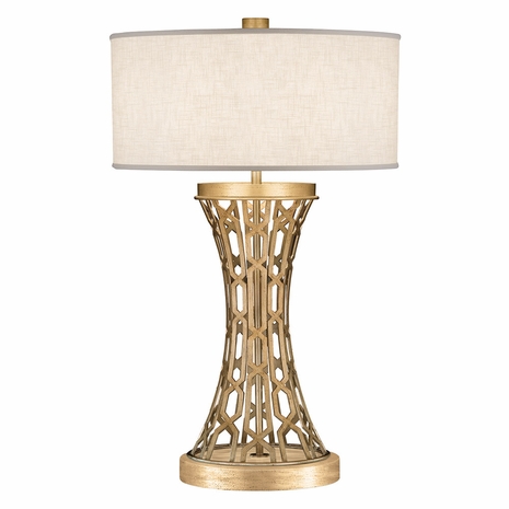 784910-2 Fine Art Lighting Allegretto 32"H Table Lamp with Gold w/White Linen Shade Finish