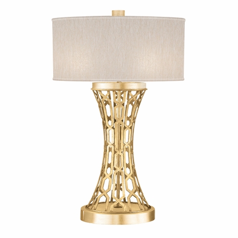 784910-33 Fine Art Lighting Allegretto 32"H Table Lamp with Gold Leaf w/Champagne Fabric Shade Finish