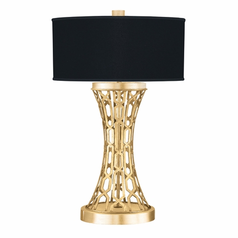 784910-34 Fine Art Lighting Allegretto 32"H Table Lamp with Gold Leaf w/Black Fabric & Gold Inner Lining Shade Finish