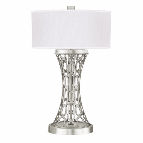 784910-41 Fine Art Lighting Allegretto 32"H Table Lamp with Silver Leaf w/White Fabric Shade Finish