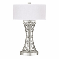 784910-41 Fine Art Lighting Allegretto 32"H Table Lamp with Silver Leaf w/White Fabric Shade Finish