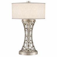784910ST Fine Art Lighting Allegretto 32"H Table Lamp with Silver w/White Linen Shade Finish