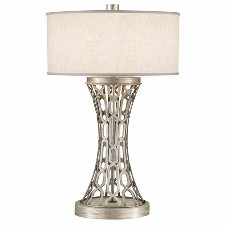 784910ST Fine Art Lighting Allegretto 32"H Table Lamp with Silver w/White Linen Shade Finish