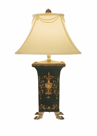 785 Wildwood Lamps Urn Cachepot Lamp with Hand Painted Wood with Solid Brass