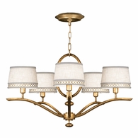 785440-2 Fine Art Lighting Allegretto 29"W Round Chandelier with Gold w/White Linen Shades Finish