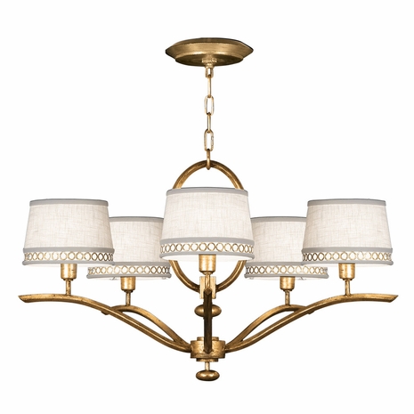 785440-2 Fine Art Lighting Allegretto 29"W Round Chandelier with Gold w/White Linen Shades Finish