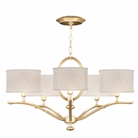785440-33 Fine Art Lighting Allegretto 29"W Round Chandelier with Gold Leaf w/Champagne Fabric Shades Finish