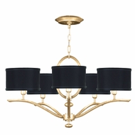 785440-34 Fine Art Lighting Allegretto 29"W Round Chandelier with Gold Leaf w/Black Fabric & Gold Inner Lining Shades Finish