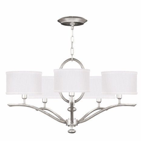 785440-41 Fine Art Lighting Allegretto 29"W Round Chandelier with Silver Leaf w/White Fabric Shades Finish