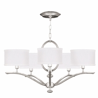 785440-41 Fine Art Lighting Allegretto 29"W Round Chandelier with Silver Leaf w/White Fabric Shades Finish