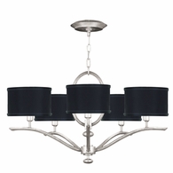 785440-42 Fine Art Lighting Allegretto 29"W Round Chandelier with Silver Leaf w/Black Fabric & Silver Inner Lining Shade Finish