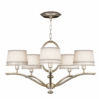 785440 Fine Art Lighting Allegretto 29"W Round Chandelier with Silver w/White Linen Shades Finish