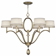 785840-2 Fine Art Lighting Allegretto 39"W Round Chandelier with Gold w/White Linen Shades Finish