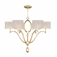 785840-33 Fine Art Lighting Allegretto 39"W Round Chandelier with Gold Leaf w/Champagne Fabric Shades Finish