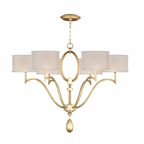 785840-33 Fine Art Lighting Allegretto 39"W Round Chandelier with Gold Leaf w/Champagne Fabric Shades Finish