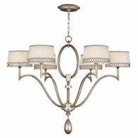 785840 Fine Art Lighting Allegretto 39"W Round Chandelier with Silver w/White Linen Shades Finish