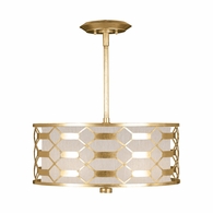 787540-33 Fine Art Lighting Allegretto 24"W Round Pendant with Gold Leaf w/Champagne Fabric Shade Finish